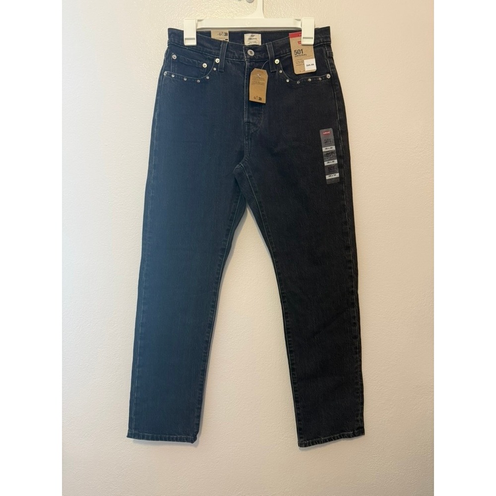 Levis 501 Original High Rise Straight Leg Rhinestone Studded Black Jeans 28x30